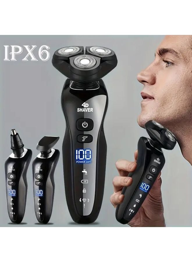 ماكينة الحلاقة الكهربائية المستقلة للرجال السوداء مع رأس عائم وشحن USB - Image 1